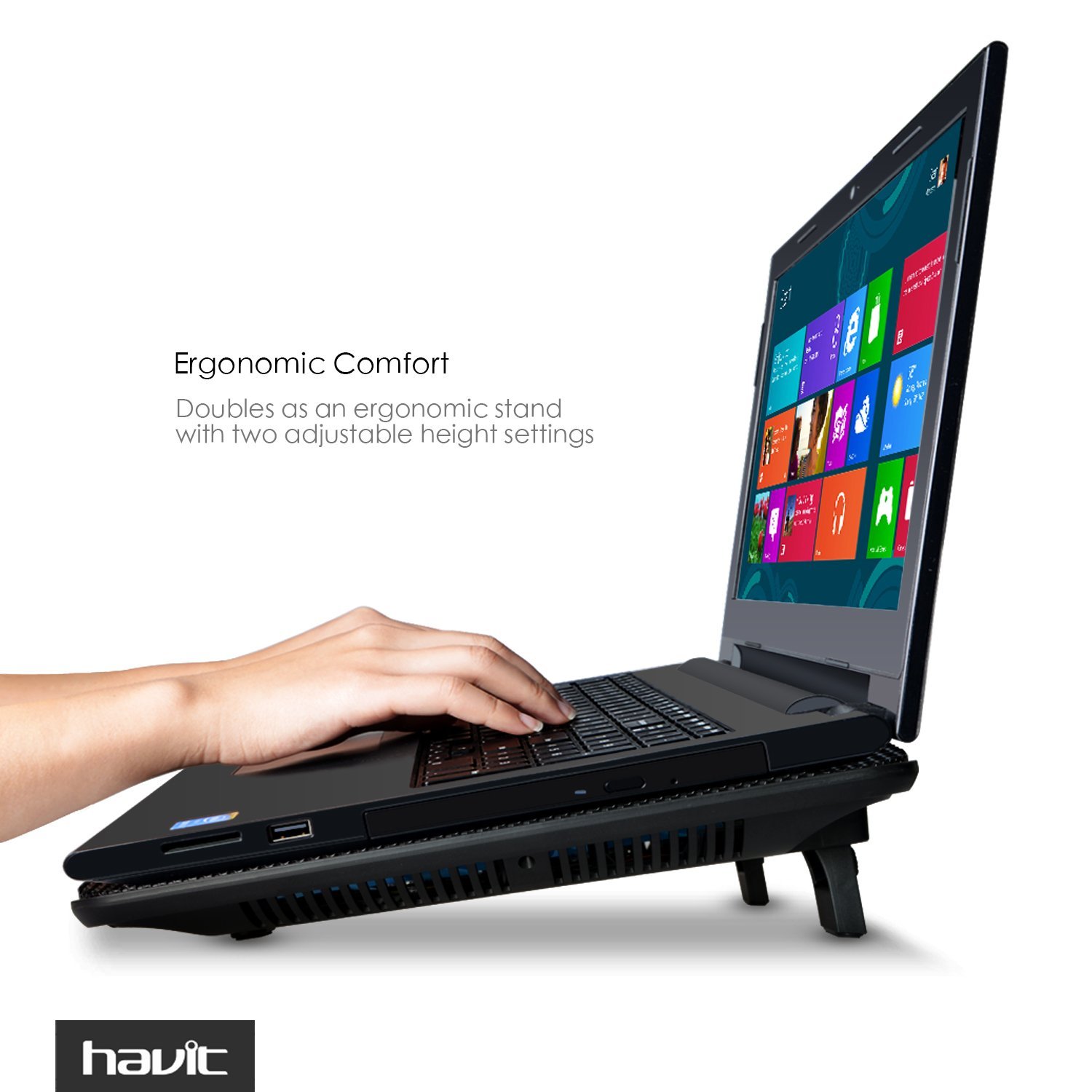 posición más cómoda para trabajar el portátil y facilitar el enfriamiento