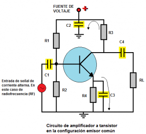 función del condensador cerámico como derivador de señales de AC