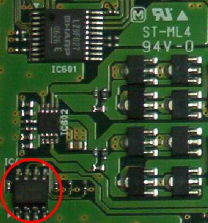 circuito de tv sharp mostrando eprom