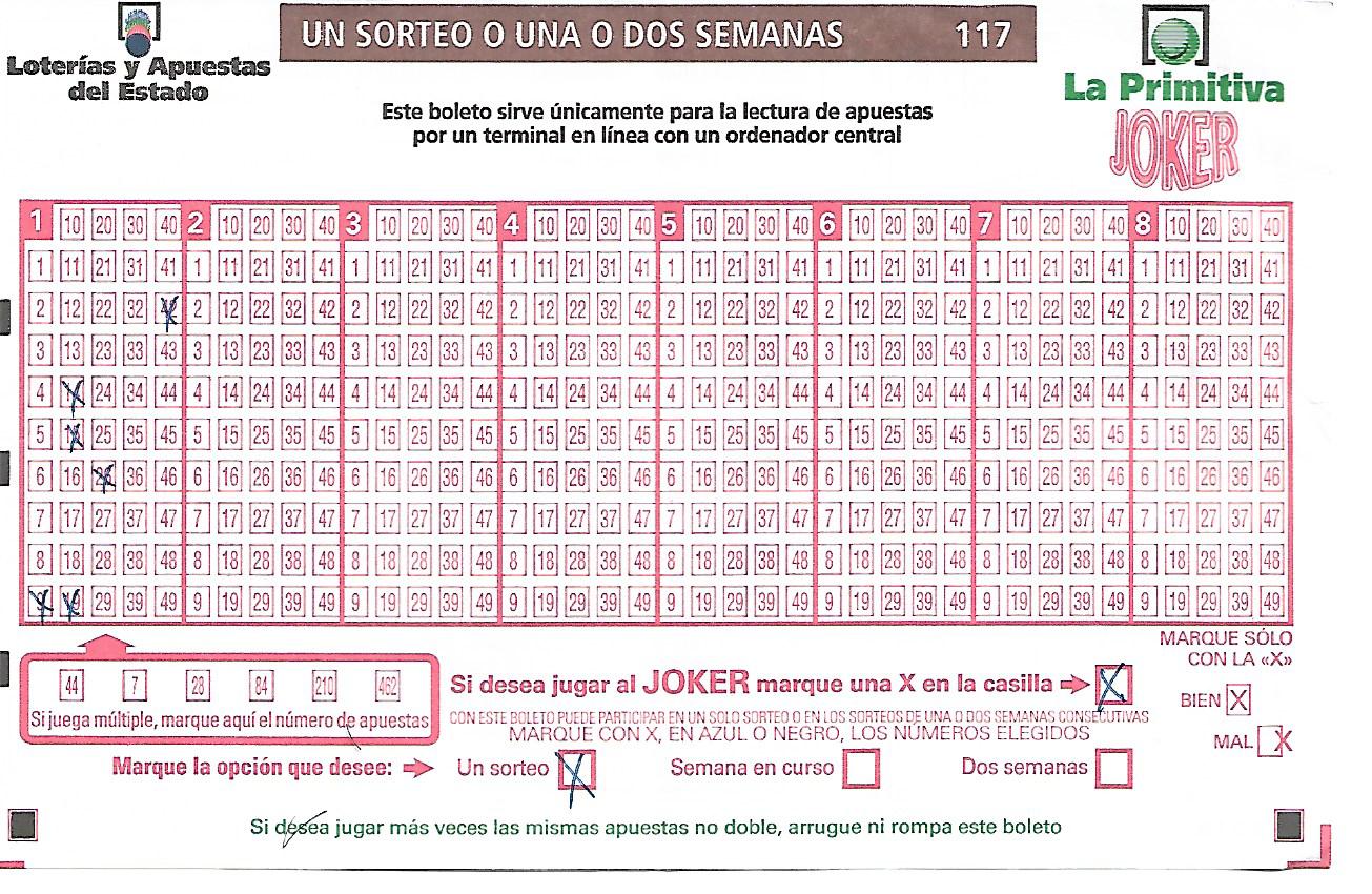 Boleto de La primitiva