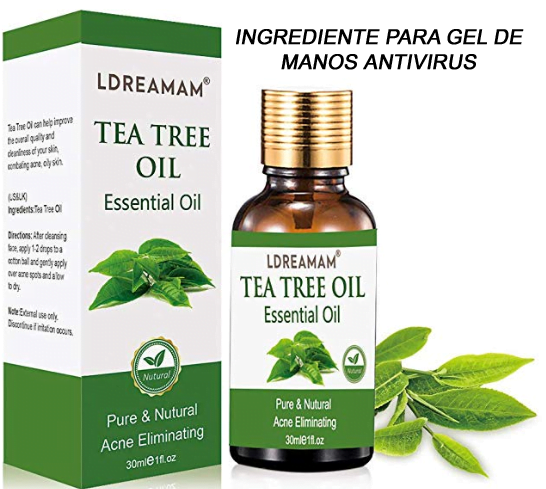 aceite del árbol del té para gel de manos