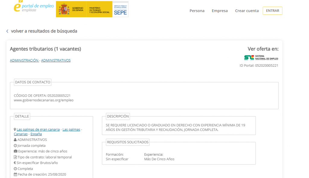 una eperiencia de 19 años para un empleo