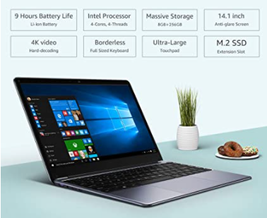 Herobook Pro 14.1 pulgadas Windows 10 Intel N4000 Dual Core 8 GB RAM 256 GB ROM portátil, portátil delgado y ligero, BT4.0
