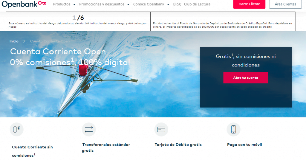 Cuenta corriente OpenBank sin condiciones ni comisiones
