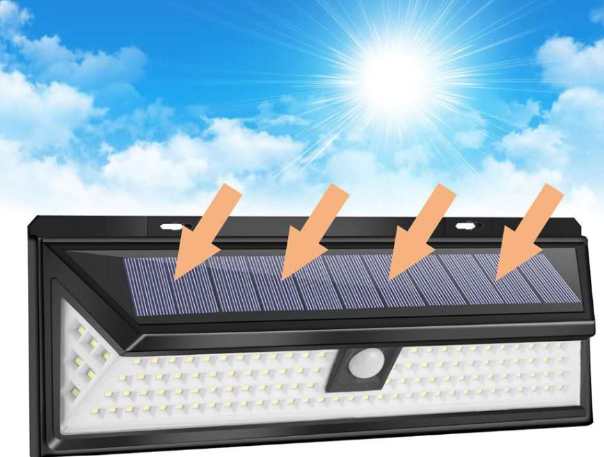 Lámpara leds con sensor de movimiento y panel solar