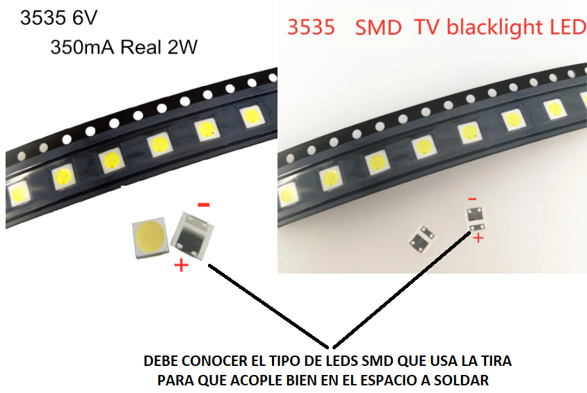 LEDS INDIVIDUALEAS PARA CAMBIAR EN TIRAS DE LEDS DAÑADAS EN EL TELEVISOR