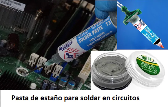 Pasta de estaño es parte para soldar con las modernas técnicas en circuitos