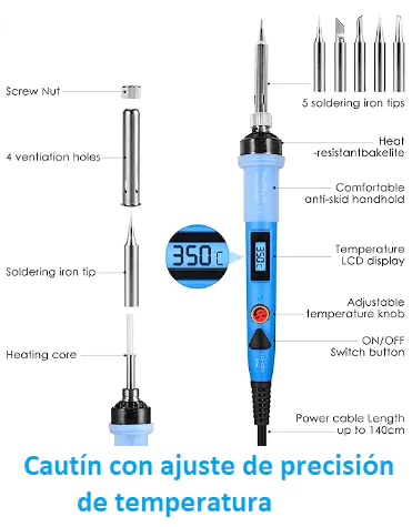 Cautín con control preciso de temperatura para soldar con las modernas técnicas en circuitos