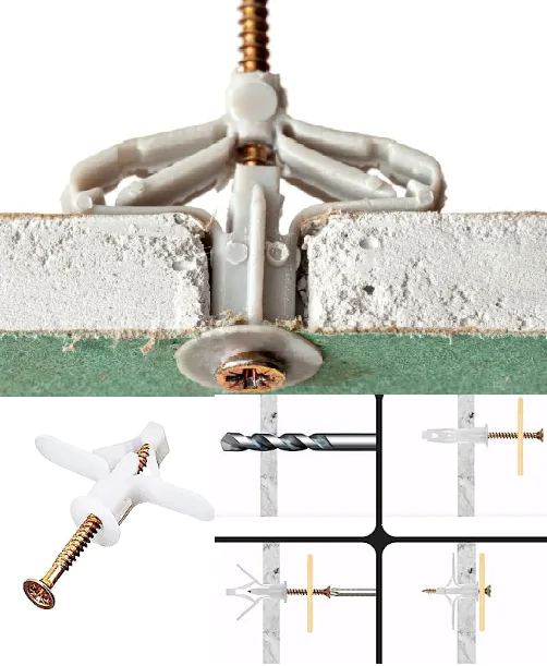 Tacos con anclas para placas de yeso