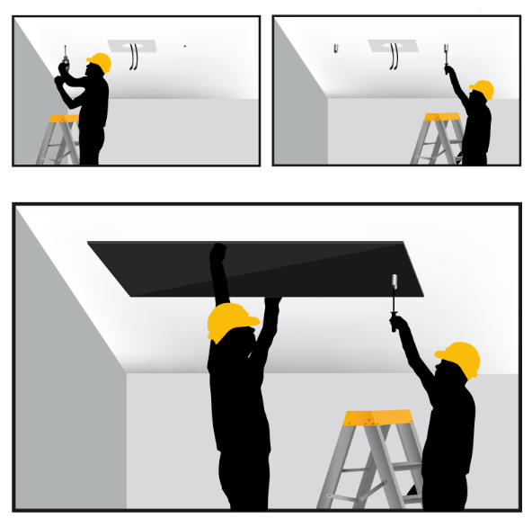 mejor ubicación de los paneles de infrarrojos es en el techo y son muy fáciles de instalar entre dos personas.