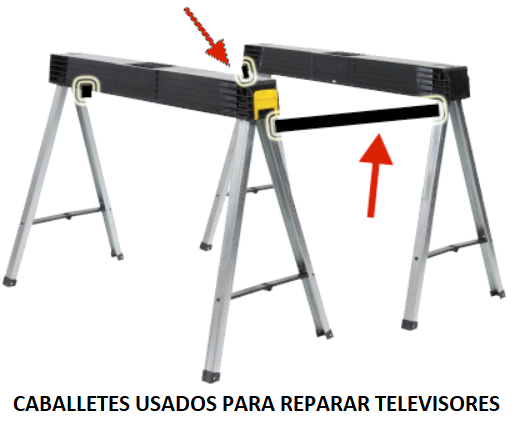 Caballetes para reparar tv a domicilio. Se le adaptan dos piezas desmontables para evitar se corran.