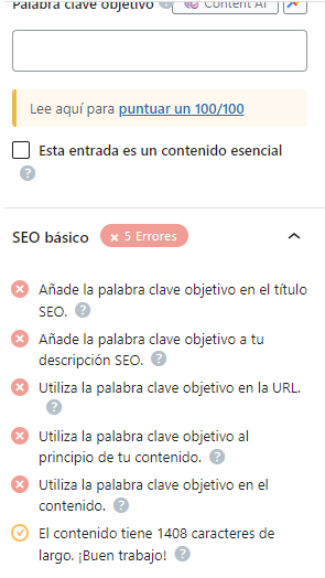 contenido sin usar las recomendaciones de un software SEO