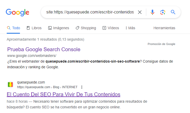 no obstante todo el proceso siempre se comprueba si aparece en google. 